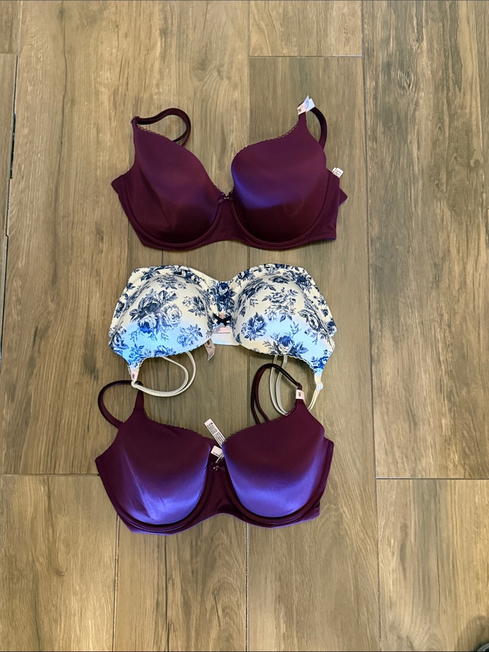 Victoria's Secret Plum & White Floral Bra Set